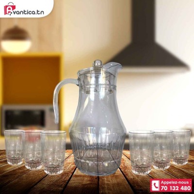 Service A Eau 7 Pieces En Verre